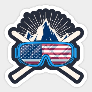 USA Ski Skiing America American Flag Patriotic Sticker